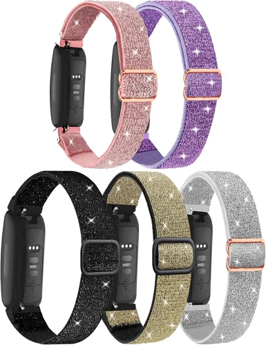 Paquete de 5 bandas elásticas de nailon compatibles con Fitbit Inspire 3/Inspire 2/Inspire HR/Inspire, correa deportiva de repuesto ajustable