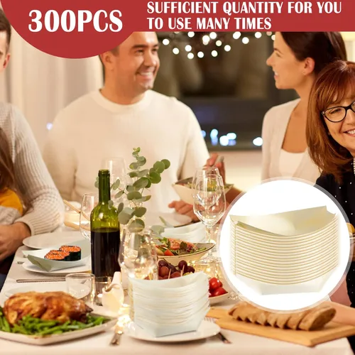 Miniatura 6 de Newtay 300 platos desechables de bambú para barcos de 5.5 pulgadas, pequeños aperitivos de hoja de madera, platos de barco para sushi, bandeja
