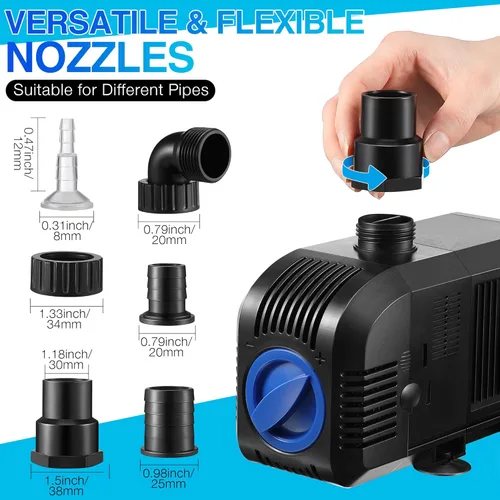 Miniatura 2 de Bomba de agua sumergible de 1600 GPH, bomba de fuente de agua eléctrica de 100 W, kit de bomba de estanque para jardín, piscina, peces, acuario