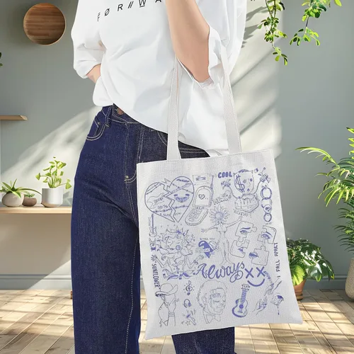 Miniatura 5 de BWWKTOP Bolsa de lona para cantante, hip hop, fanáticos del cantante, regalos Stay Away Always Tired Shoulder Bag Song Lyrics Merchandise