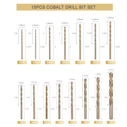 Miniatura 4 de HIDOTOL Juego de brocas de cobalto, 15 unidades + 6 piezas gratis, brocas M35 de alta velocidad para metal endurecido, acero inoxidable, hierro