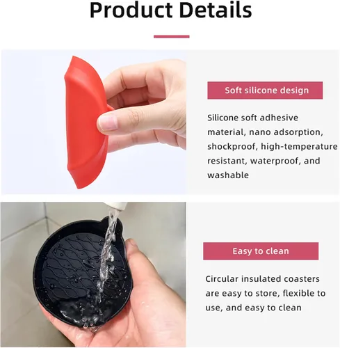 Miniatura 4 de 4 piezas posavasos para portavasos de automóvil, insertos posavasos universales de silicona antideslizante, portavasos con patrón de onda suave