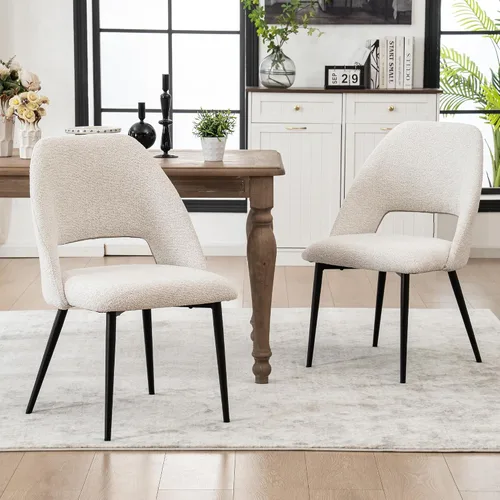 Rowill Juego de 2 sillas de comedor tapizadas de mediados de siglo, modernas sillas de comedor, sillas de cocina, sillas decorativas con patas de