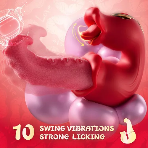 Miniatura 2 de Vibrador de Juguetes Sexuales, Juguetes para Adultos para Mujeres, Vibradores de Empuje, Consolador Rose, Juguete Sexual con 10 Modos de Lamer