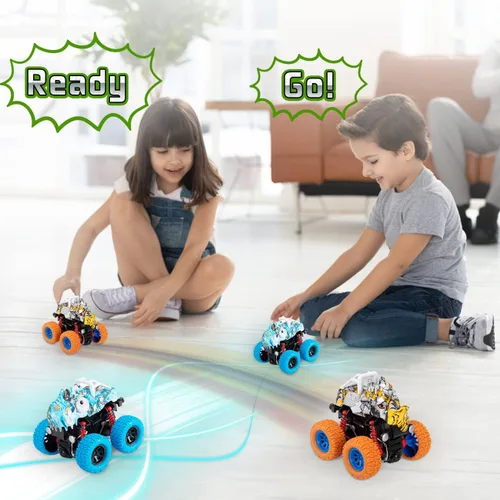 Miniatura 2 de LODBY Camiones de Dinosaurios de Juguete para Niños de 3-5 Años, Vehículos de Dinosaurio con Fricción para Niños de 3-5 Años Regalos de Cumpleaños