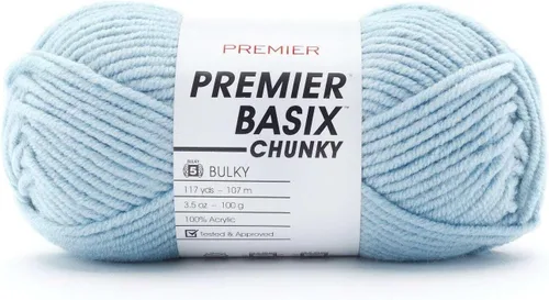 Miniatura 6 de Premier Yarns Basix Hilo Chunky Grueso, Perfecto para Elaborar Proyectos Rápidos, Peso Voluminoso, Hilo Acrílico, Acero, 3.5 onzas, 117 yardas