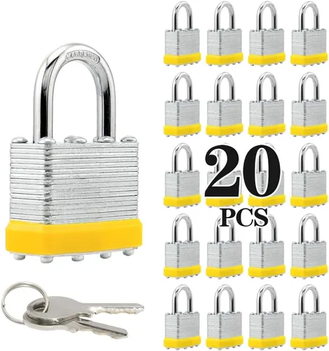 Miniatura 17 de ZonRo Candados con llave de acero laminado, cerraduras iguales con llave, 1-9/16 pulgadas de ancho, candados de grillete normal, paquete de 6, aro