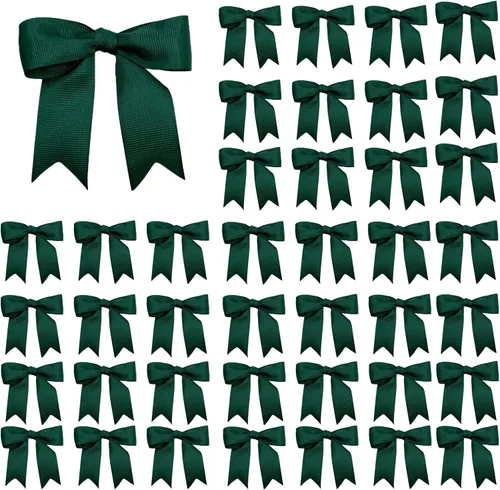 Miniatura 26 de Meseey 50 lazos de grogrén de 3 pulgadas, color gris plateado, preatados, para bolsas de golosinas, cesta de envoltura de regalo, boda, baby shower