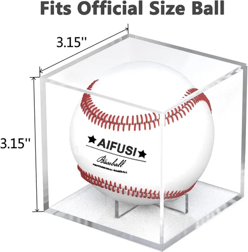 Miniatura 2 de Estuche de exhibición de béisbol, cubo acrílico con protección UV, soporte cuadrado transparente para exhibición de recuerdos y almacenamiento