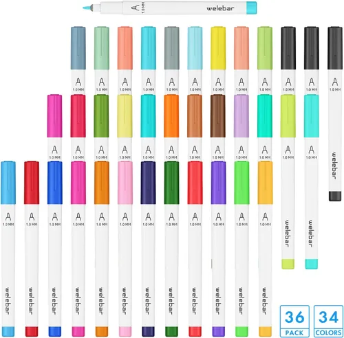 Miniatura 3 de Bolígrafos de punta media 1.0 compatibles con Cricut Joy/Xtra, paquete de 36 rotuladores surtidos para dibujar, escribir, manualidades 1.0Tip