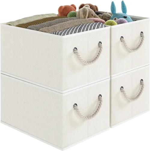 Miniatura 8 de Contenedores de almacenamiento para armario, organizadores de armario de tela y cesta de almacenamiento para estantes, cestas plegables