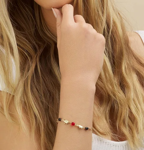 Miniatura 3 de Barzel - Pulseras de elefante chapado en oro de 18 quilates para mujer
