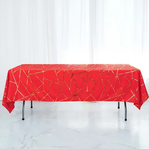 Miniatura 50 de Efavormart - Mantel redondo de poliéster de 120 pulgadas con patrón geométrico dorado Morado