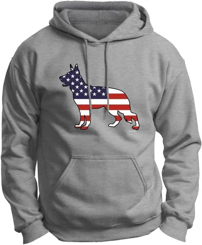 Miniatura 8 de ThisWear Sudadera con capucha de primera calidad con diseño de pastor alemán y bandera estadounidense