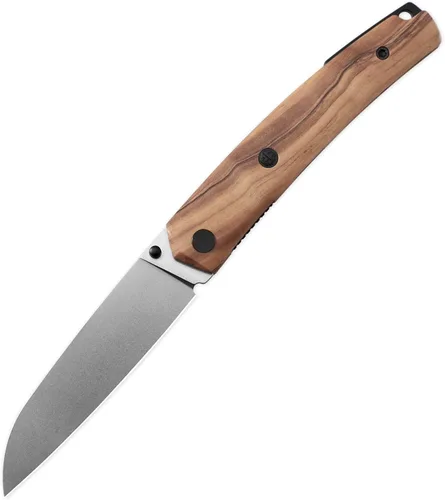 Miniatura 9 de Petrified fish PF719 - Cuchillo plegable, hoja de acero negro lavado a la piedra 14C28N de 3.38 pulgadas, mango de fibra de carbono, con bloqueo