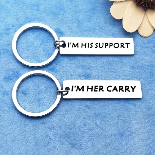 Miniatura 3 de Regalos para parejas, juego de llaveros para él y ella, regalo de San Valentín, regalo de San Valentín, llavero con texto en inglés "I'm Her Carry