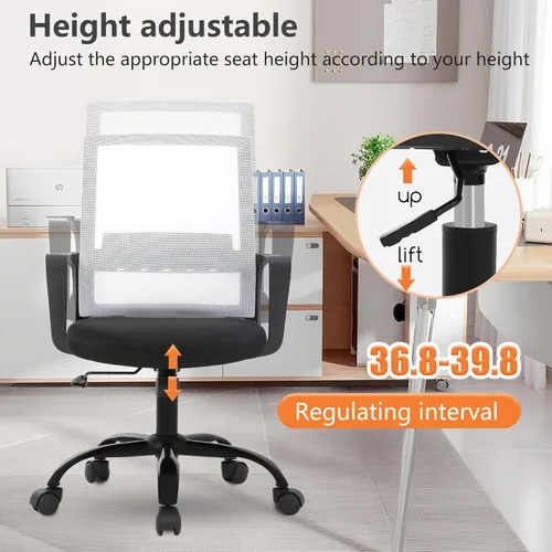 Miniatura 7 de PayLessHere Silla de oficina para computadora, silla ergonómica de malla, respaldo medio, silla giratoria para oficina en casa, silla de escritorio
