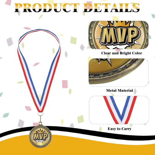 Miniatura 2 de XunYee MVP Champion Awards Medallas para fútbol, béisbol, fútbol, baloncesto, jugador de sóftbol, equipo MVP, campeón, regalo con cintas