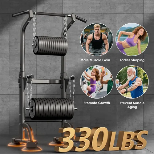 Miniatura 3 de SogesPower Power Tower Estación de Fondos Barra de Dominadas para Gimnasio en Casa con Altura Ajustable Equipo de Entrenamiento de Fuerza, Estación