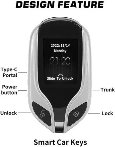 Miniatura 8 de Control remoto de entrada sin llave para automóvil, pantalla LCD, llave inteligente universal para automóvil con un botón de inicio de tiempo