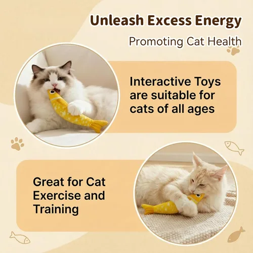 Miniatura 6 de Juguetes para gatos de interior con 5000 mg de hierba gatera natural interactiva Kicker Fish Toy de sonido Crinkle Bell Sonido Gato Adulto Gatitos