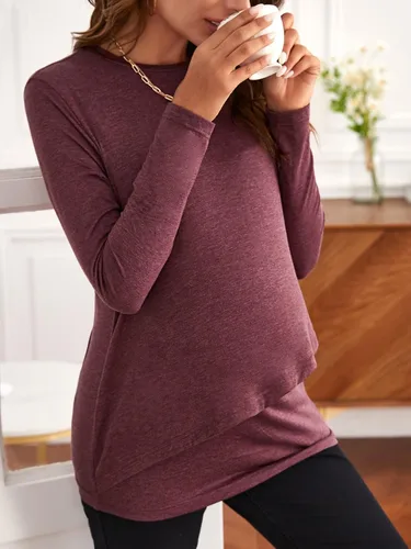 Miniatura 4 de Verdusa Camiseta de maternidad de manga larga con cuello redondo para mujer
