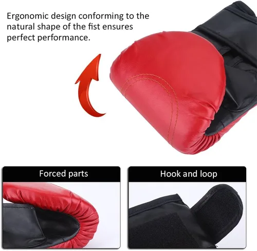 Miniatura 3 de Guantes de boxeo, 1 par/set de guantes de boxeo de pulgar abierto para adultos, guantes de piel sintética, guantes de ejercicio para kickboxing