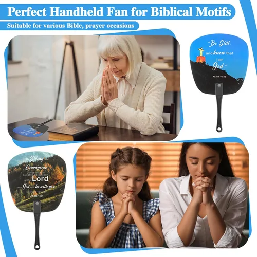 Miniatura 3 de Geetery 36 abanicos de la Biblia cristiana a granel para iglesia redonda de plástico para decoración de fiestas religiosas de verano, regalos