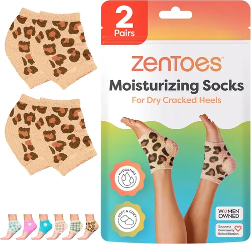 Miniatura 21 de ZenToes Calcetines hidratantes para tratamiento de talón agrietado, vitamina E, calcetines de talón con infusión de aceite de oliva y aceite de Azul