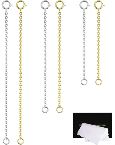 Miniatura 27 de Extensores de collar para mujer, extensor de pulsera de oro, extensión de joyería de cadena dorada para tobillera para mujer, juego de 2 piezas