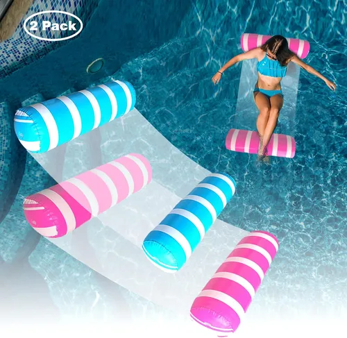 Miniatura 10 de Flotadores inflables para piscina, hamaca de agua de tamaño adulto, balsas de piscina, sillas flotantes, flotadores de piscina multiusos 4 en 1
