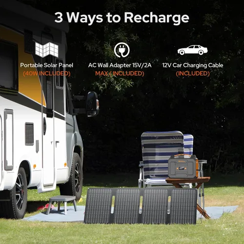 Miniatura 4 de Estación de energía portátil con panel solar plegable de 40W, generador de energía solar de 100W con paneles, toma de corriente de 110V AC, banco