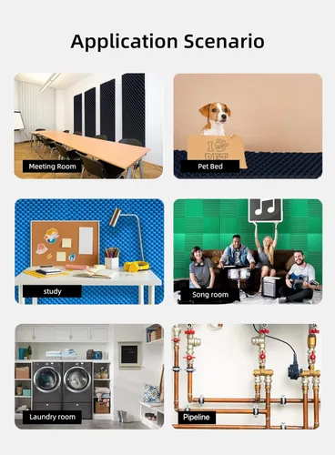 Miniatura 6 de Paquete de 24 paneles de espuma a prueba de sonido, paneles de pared insonorizados de recuperación rápida de 1 x 12 x 12 pulgadas, paneles