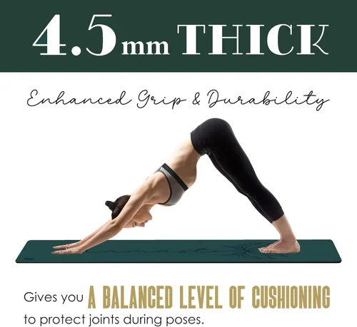 Miniatura 4 de Alfombrilla de yoga gruesa de 0.177 in, goma natural y poliuretano antideslizante con correa para mujer, esterilla de ejercicio para yoga, pilates