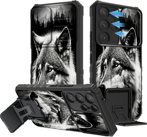 Miniatura 529 de Funda para Samsung Galaxy S22 Ultra 5G, Galaxy S22 Ultra con cubierta de cámara deslizante, funda resistente de doble capa con función atril Black