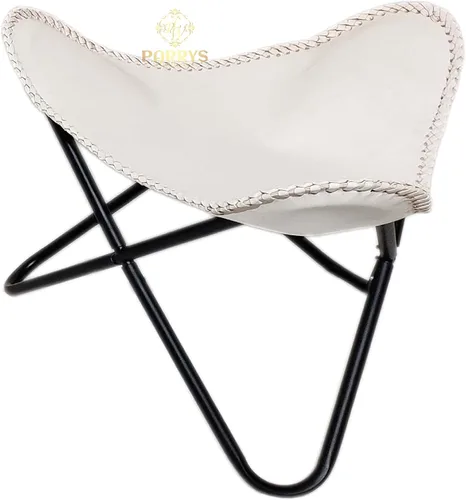 Miniatura 9 de Pie plegable de mariposa de cuero Acento de salón, camping, caminar, caza, senderismo, pesca, viajes (beige)