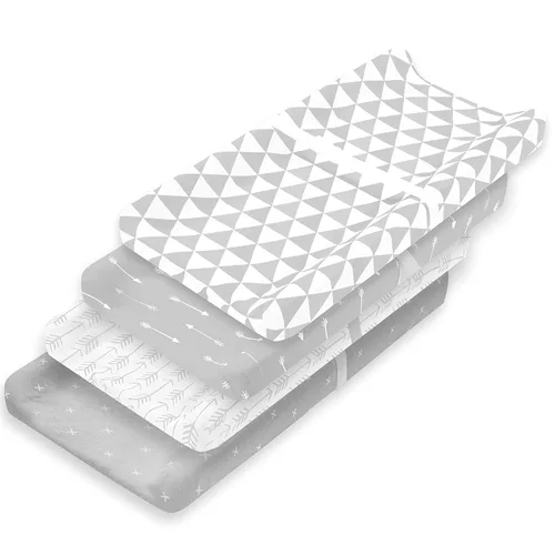 Funda para cambiador – Paquete de 4 fundas para cambiador de bebé de primera calidad – Funda para cambiador de niño o niña – Jersey puro lavable a