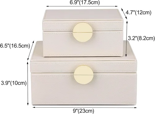 Miniatura 2 de HofferRuffer Cajas de Joyería de Cuero Sintético, Cajas Decorativas Organizador de Accesorios de Almacenamiento con Decoración de Herrajes Dorados