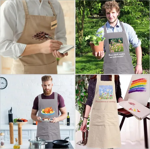 Miniatura 6 de Delantales personalizados para niños para cocinar, delantales personalizados para hombres, delantal de algodón y lino, regalo para mujeres