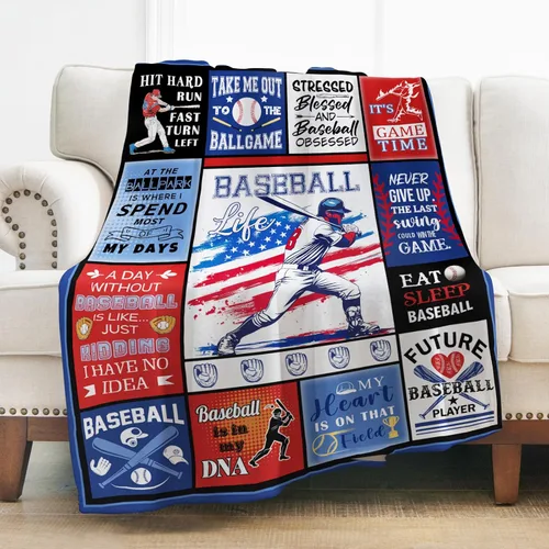 Levens Manta de béisbol de 50 x 60 pulgadas, regalos de béisbol para niños y niñas de 8 a 12 años, regalo único para niños y hombres, gran regalo de