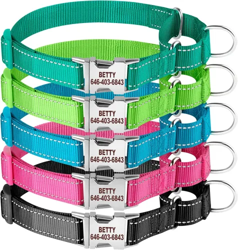Miniatura 9 de Collar de Martingala personalizado para perro, collares de Martingala reflectantes con hebilla, collares de perro Martingala de entrenamiento