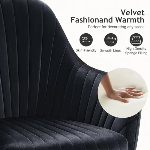 Miniatura 3 de Warmiehomy Silla de Escritorio de Terciopelo para Oficina en Casa, Silla de Trabajo Giratoria Ajustable Moderna, Sillas de Tocador para Mujeres
