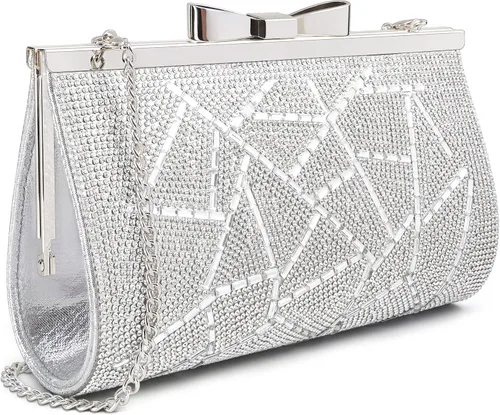 Miniatura 9 de Bolso de mano de noche para cóctel, baile de graduación, cristales brillantes con diamantes de imitación para novia y dama de honor, boda, fiesta