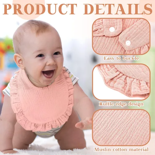 Miniatura 5 de Geyoga 12 baberos de muselina para bebé, baberos de dentición unisex, baberos ajustables para baba, baberos de tela de alimentación para bebés