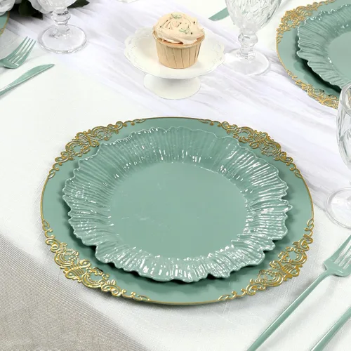 Miniatura 17 de Efavormart - Juego de 20 platos de plástico con diseño de arrecife negro, platos de fiesta de postre y aperitivo de 7 pulgadas, elegante vajilla