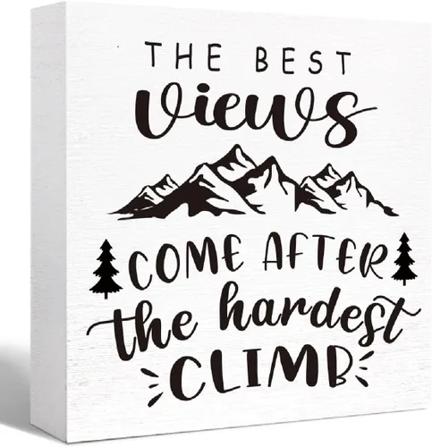 Miniatura 9 de Divertido letrero de madera para acampar con texto en inglés "Ain't No Mountain High Enough Bloque de madera para casa rodante, decoración