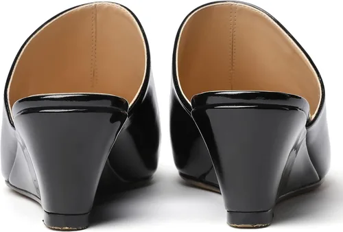 Miniatura 4 de MODENCOCO Zapatos de tacón bajo con cuña para mujer, cómodos zapatos de tacón bajo con cuña y puntera cuadrada de 2 pulgadas