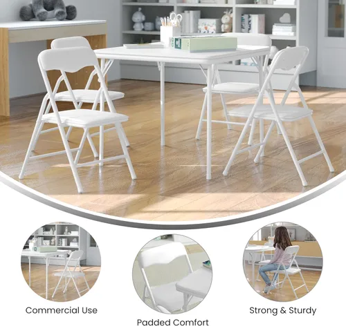 Miniatura 4 de Flash Furniture Mindy Kids - Juego de mesa y sillas cuadradas plegables de 5 piezas para guardería y aulas, juego de mesa y sillas de actividades