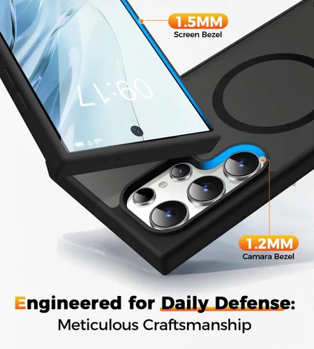 Miniatura 5 de Reukdnv Funda magnética para Galaxy S24 Ultra con soporte de metal duradero, protección contra caídas de grado militar, compatible con MagSafe