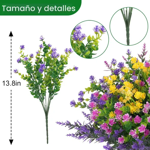 Miniatura 3 de Hananona 12 piezas de flores artificiales para exteriores, plantas artificiales falsas resistentes a los rayos UV, flores de plástico a granel